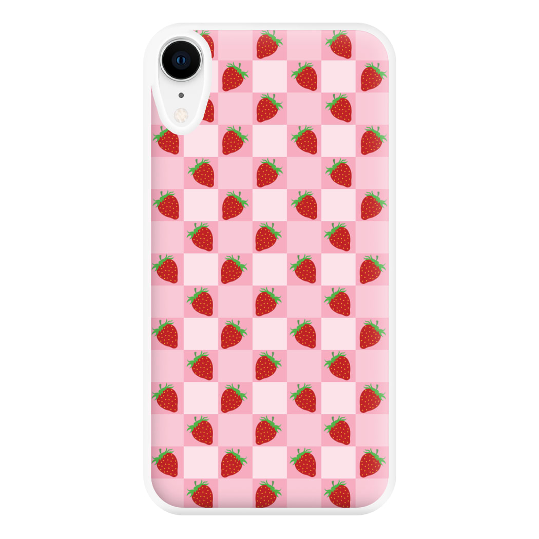 Checkered Strawberries Pattern Phone Case for iPhone XR