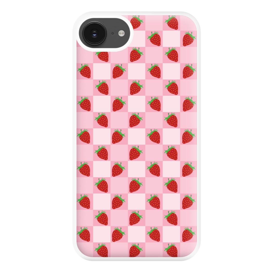 Checkered Strawberries Pattern Phone Case for iPhone 16e