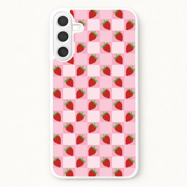 Checkered Strawberries Pattern Phone Case for Galaxy A57