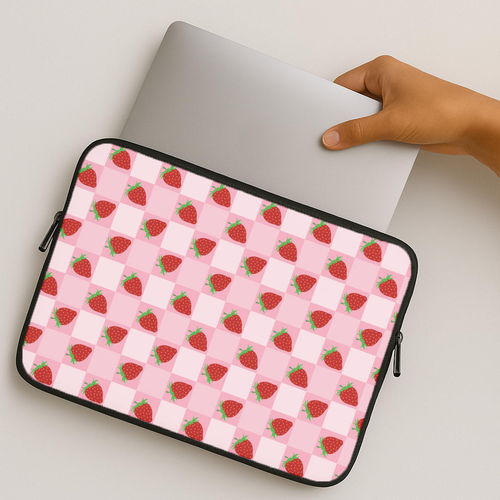 Checkered Strawberries Pattern MacBook Case