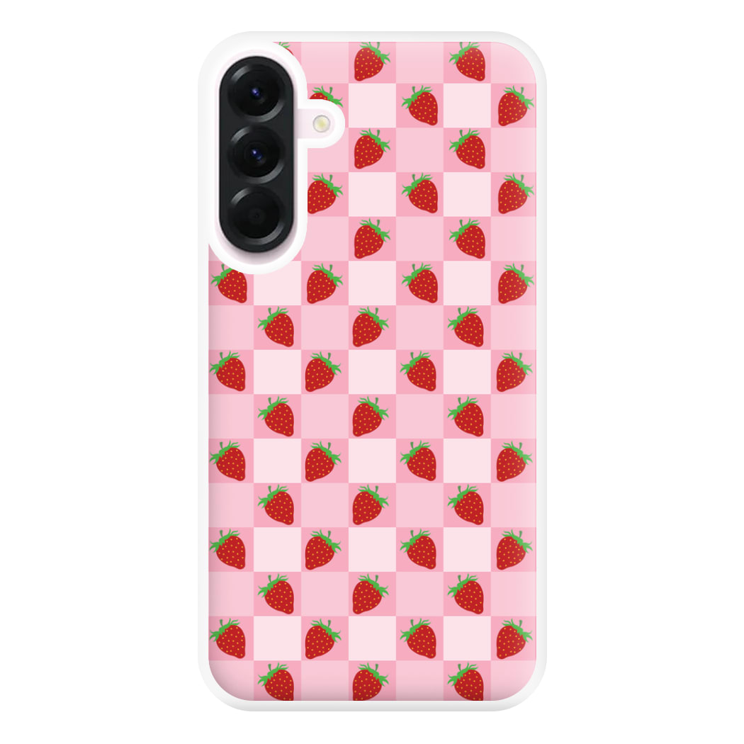 Checkered Strawberries Pattern Phone Case for Galaxy A36