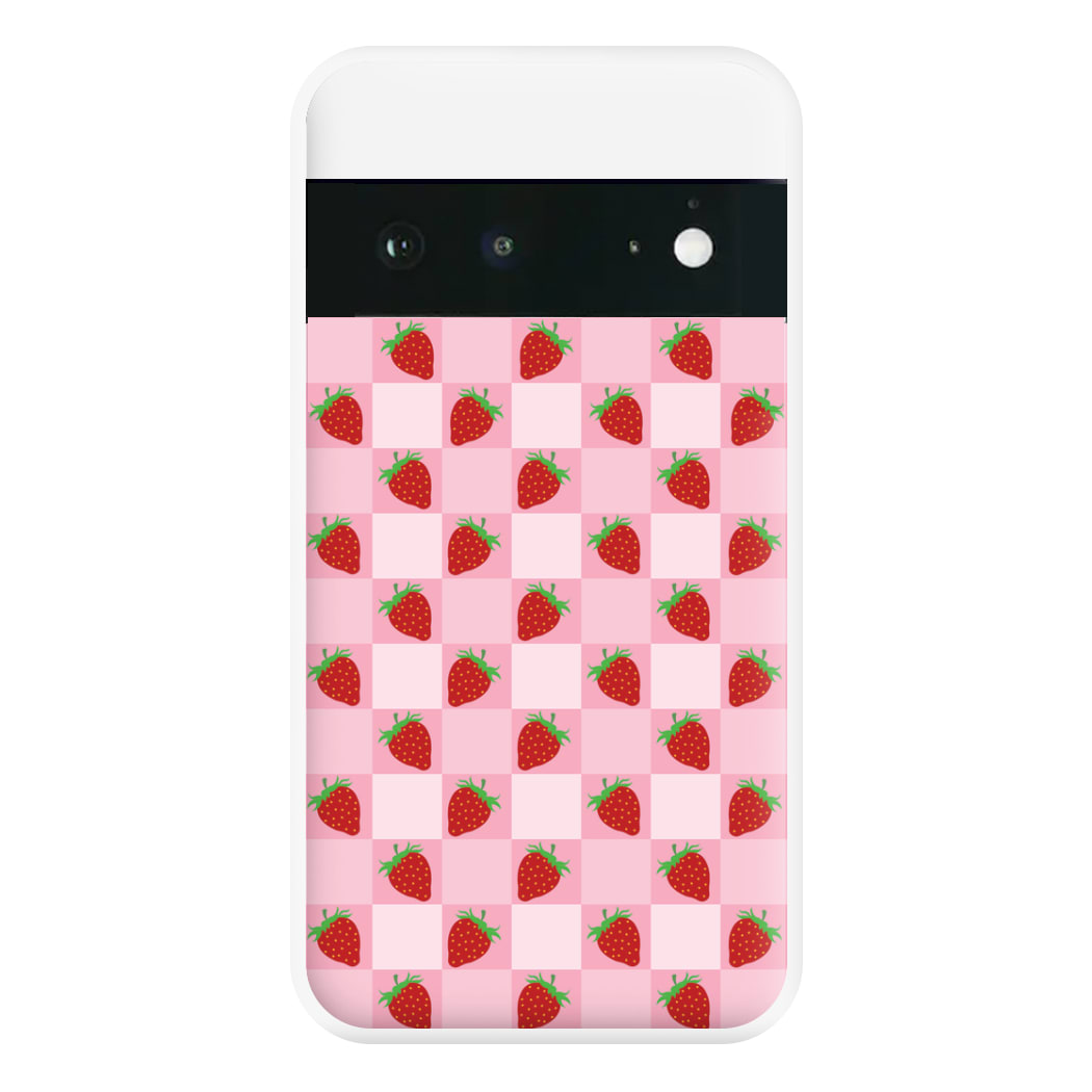 Checkered Strawberries Pattern Phone Case for Google Pixel 6a