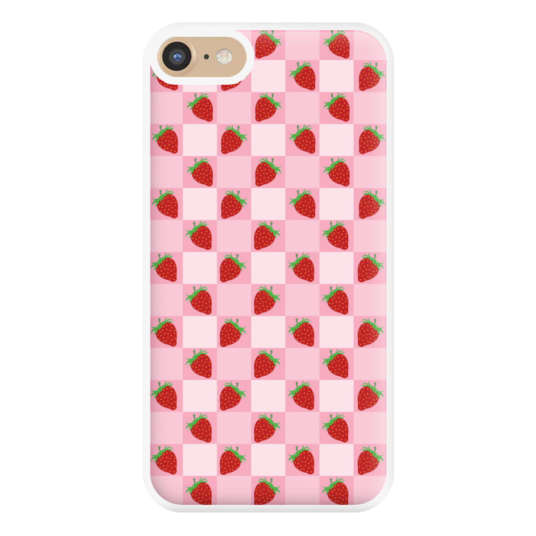 Checkered Strawberries Pattern Phone Case for iPhone 6 / 7 / 8 / SE