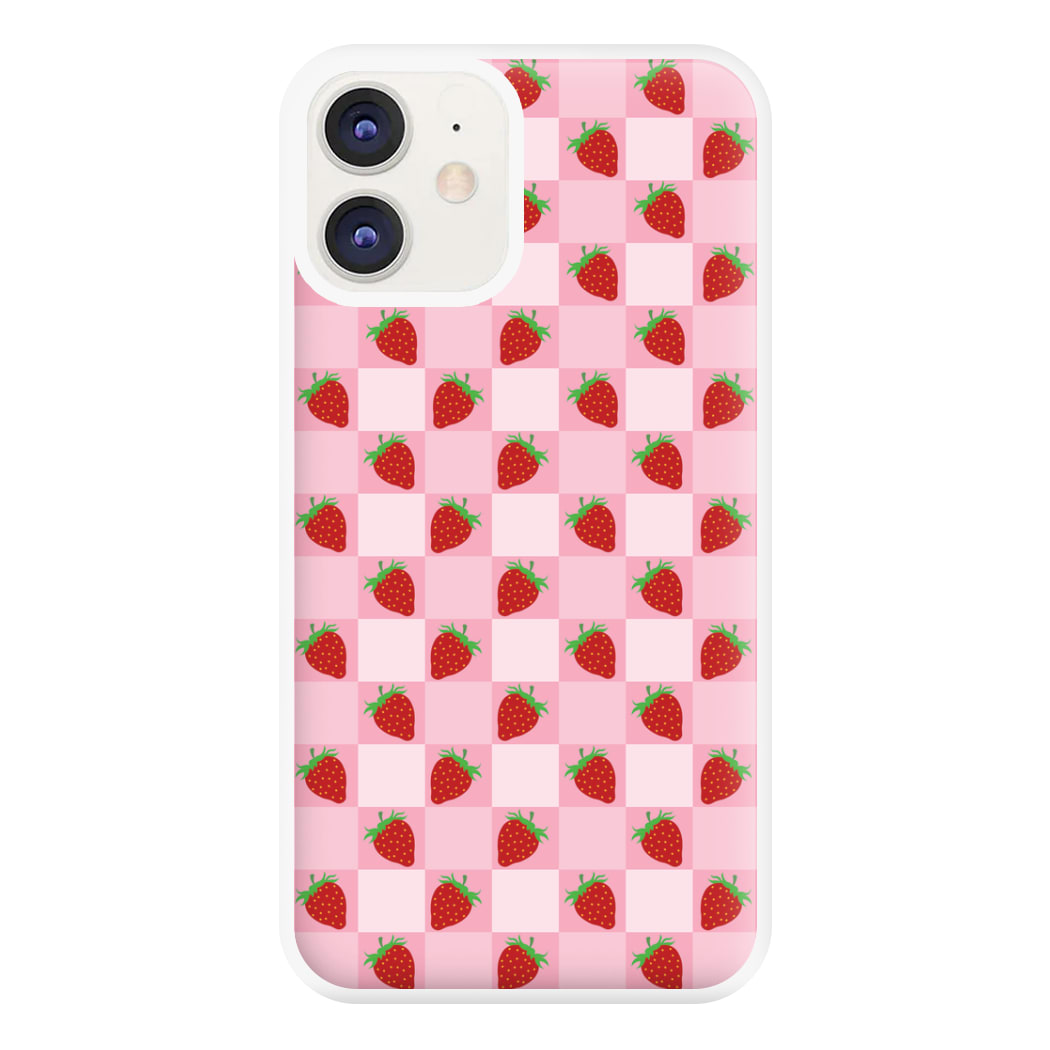Checkered Strawberries Pattern Phone Case for iPhone 11