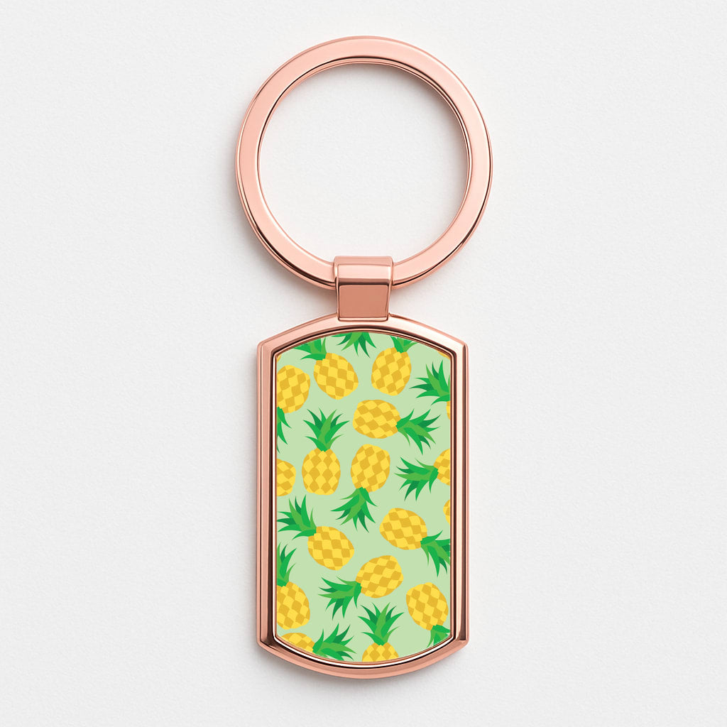 Pineapples Pattern Rose Gold Keyring