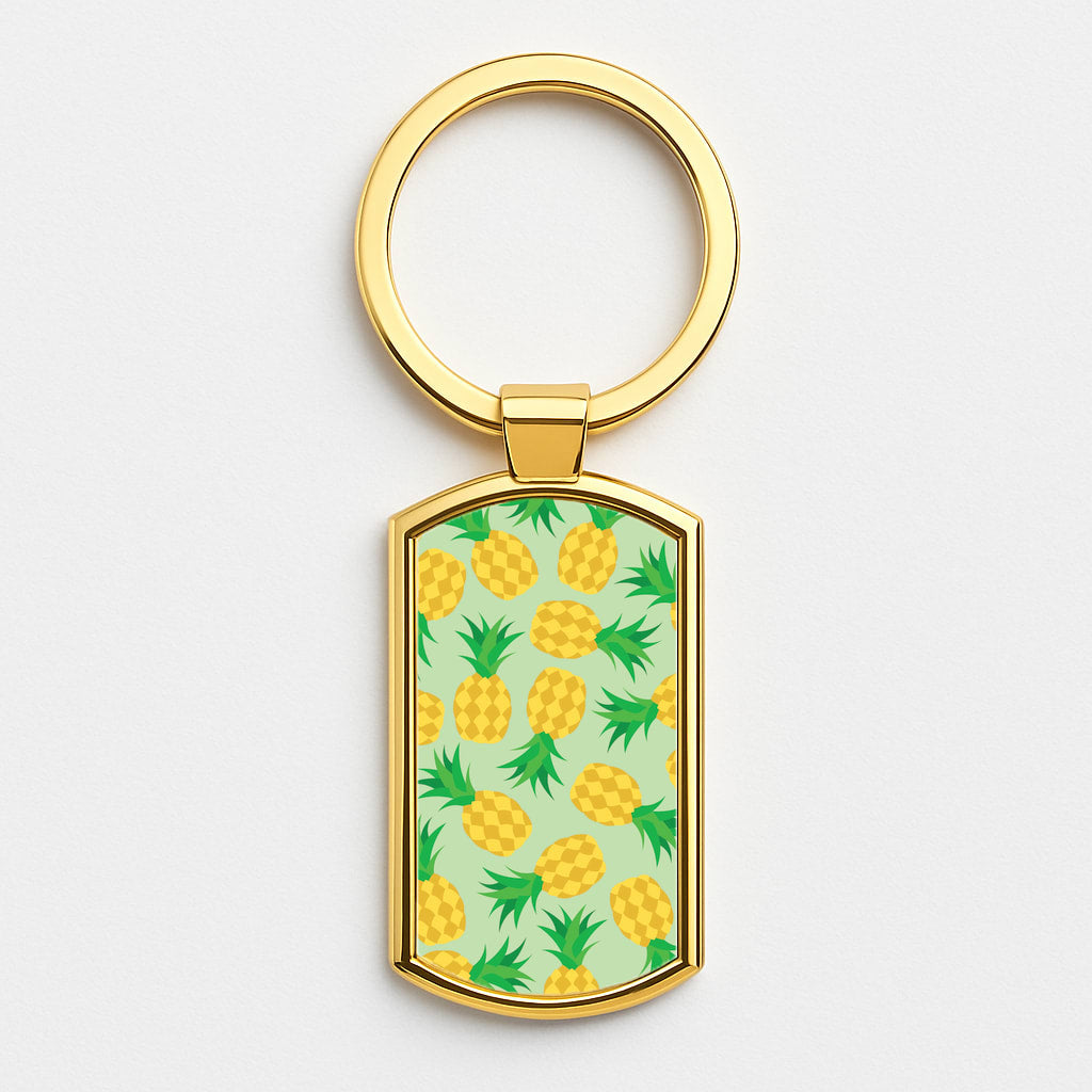 Pineapples Pattern Gold Keyring