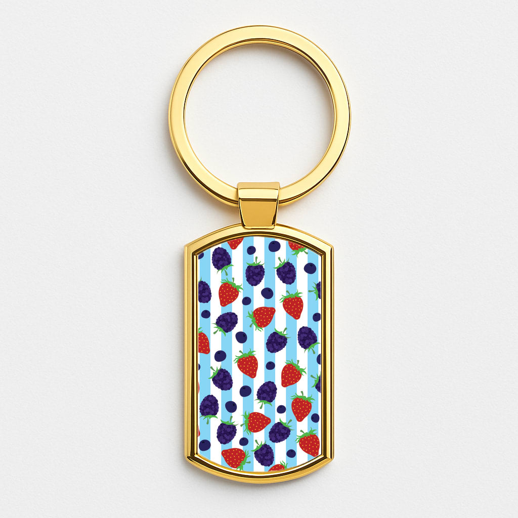 Stripes And Berries Gold Keyring