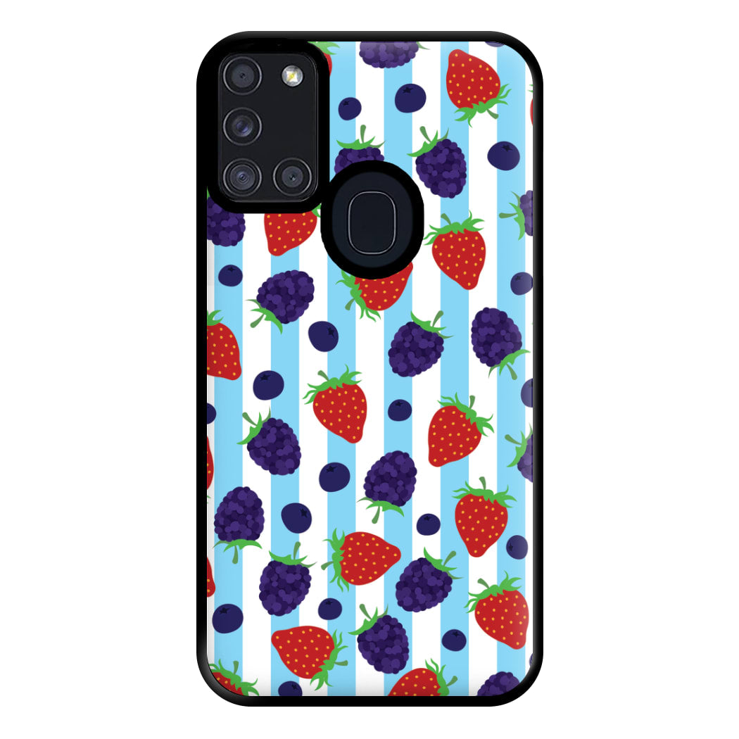 Stripes And Berries Phone Case for Galaxy A21s