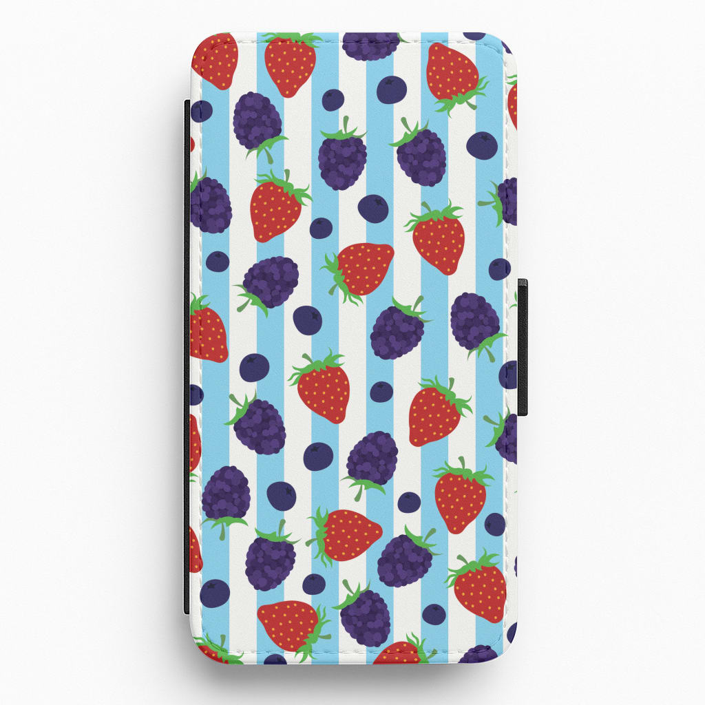 Stripes And Berries Flip / Wallet Phone Case