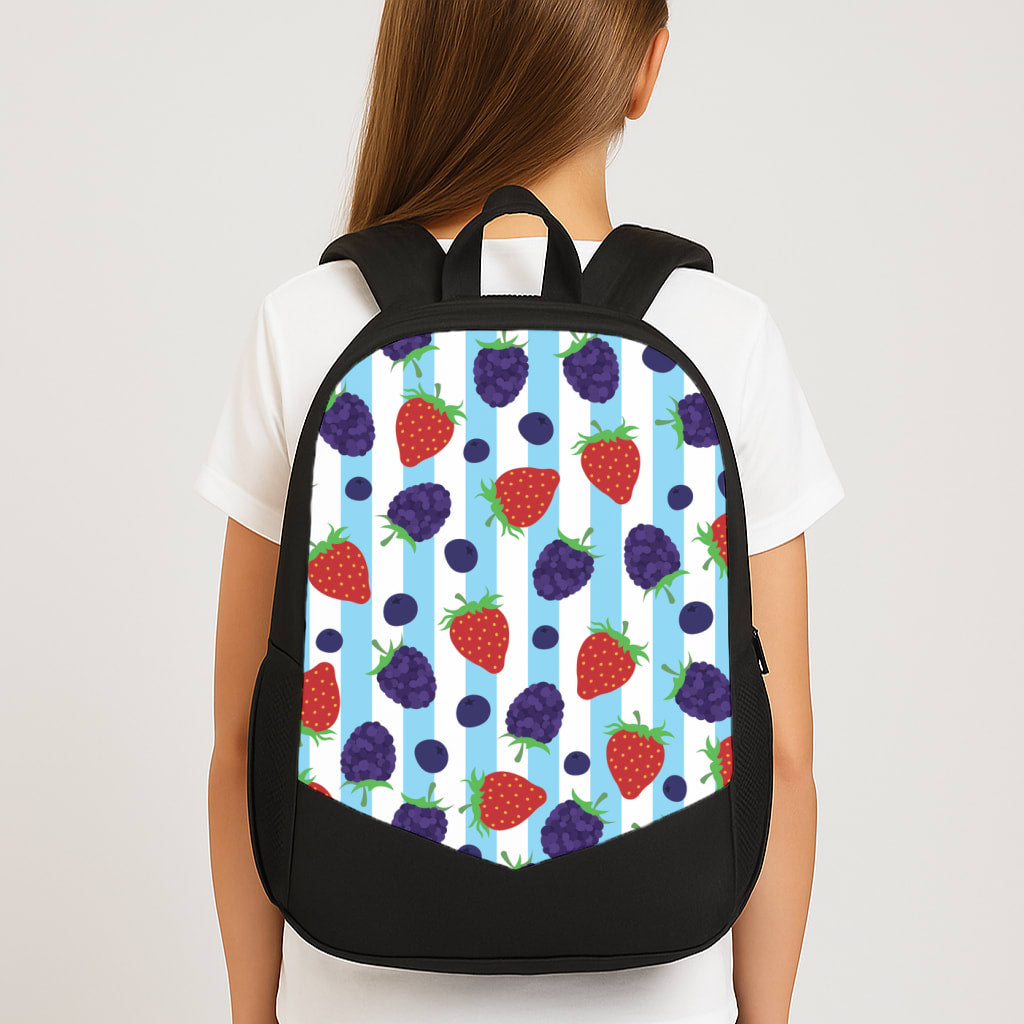 Stripes And Berries Large School Bag