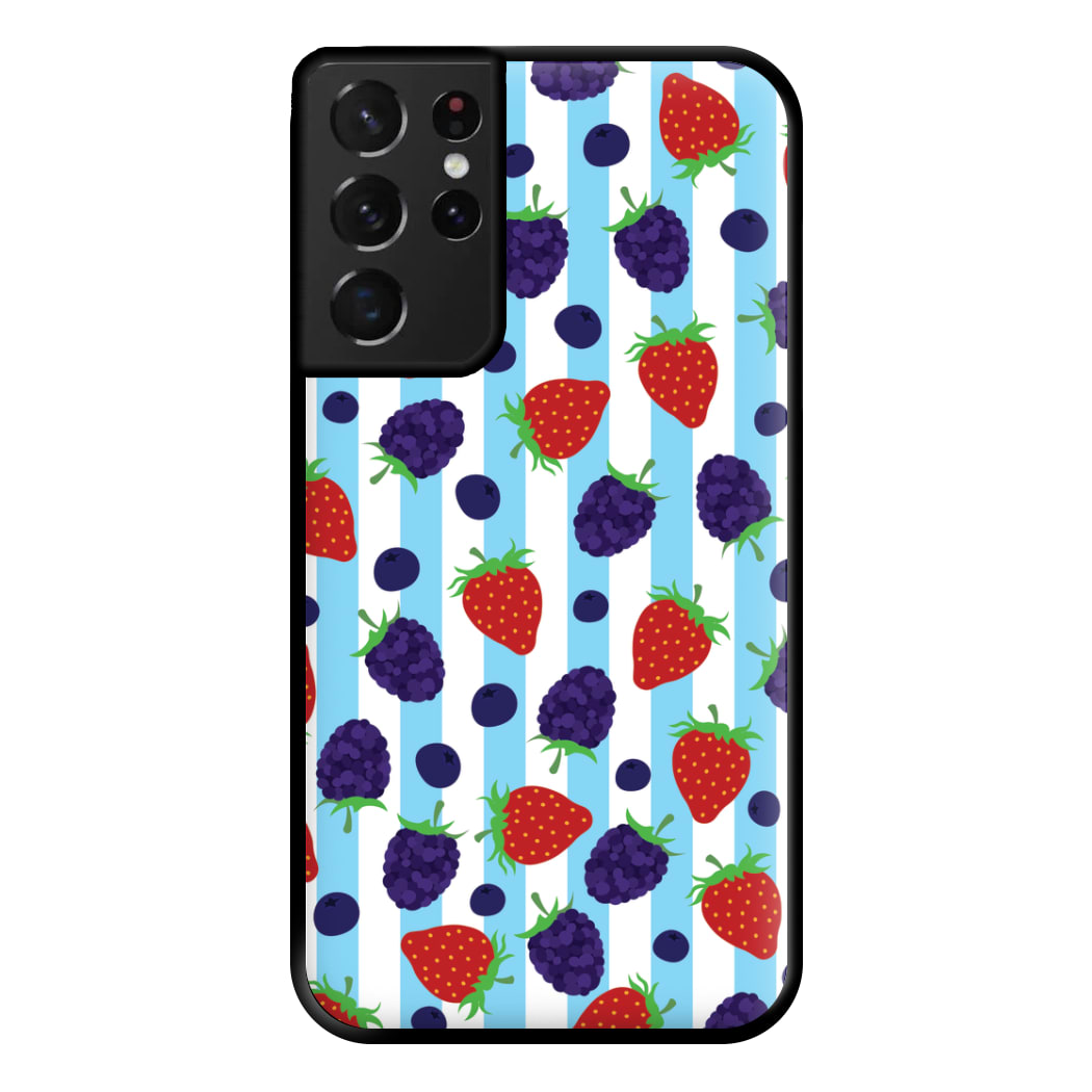 Stripes And Berries Phone Case for Galaxy S21 Ultra
