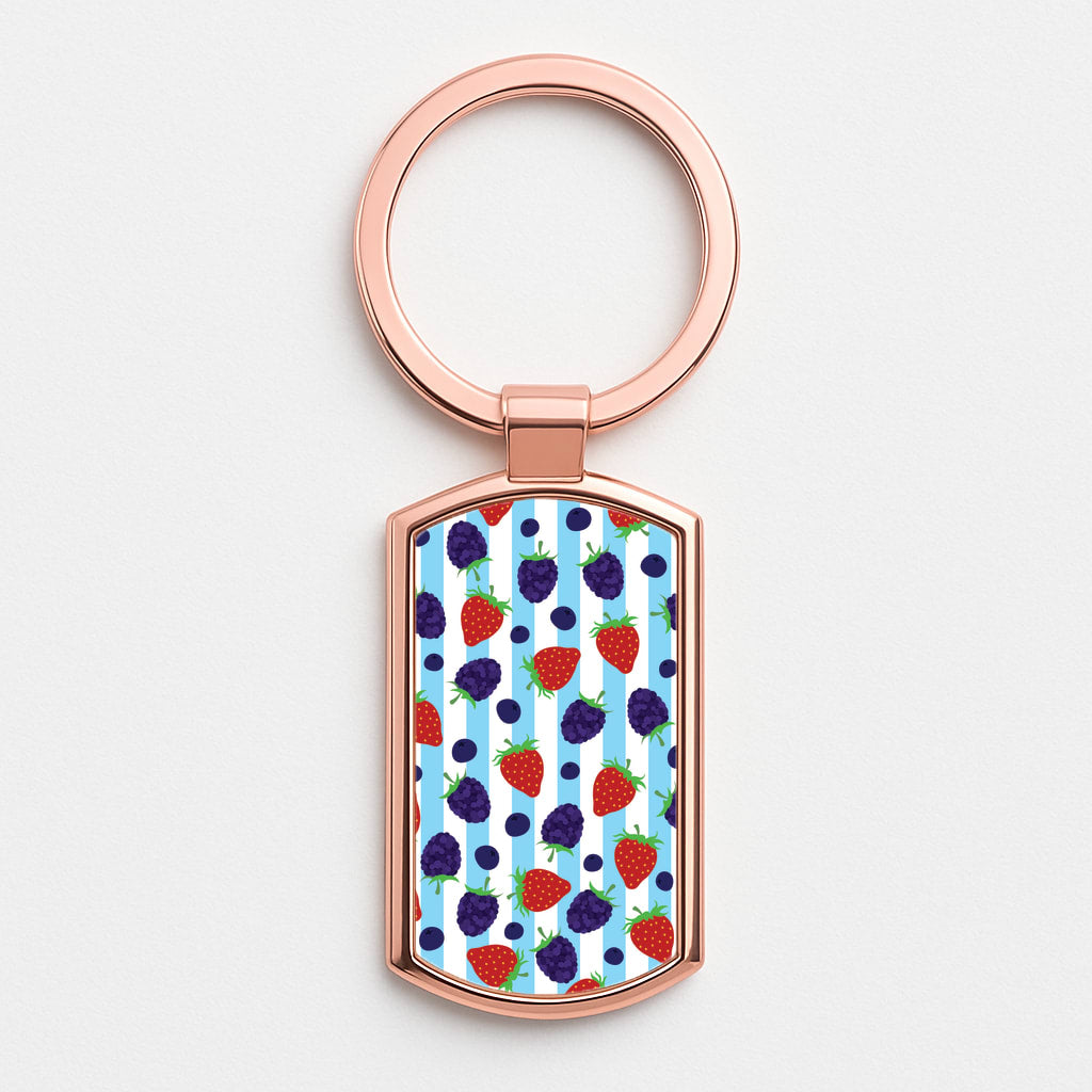 Stripes And Berries Rose Gold Keyring