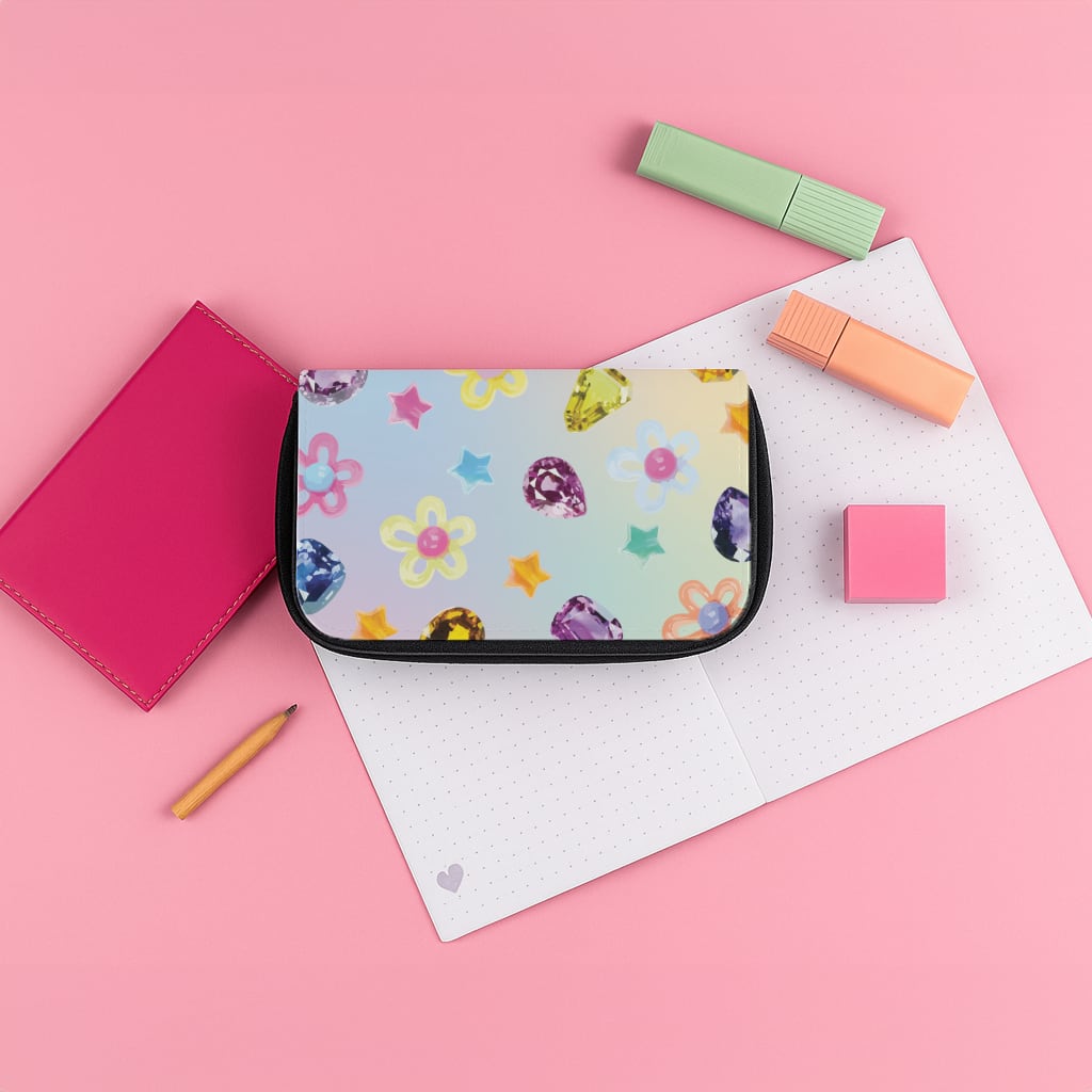 Gradient Rainbow Gems Pattern Pencil Case