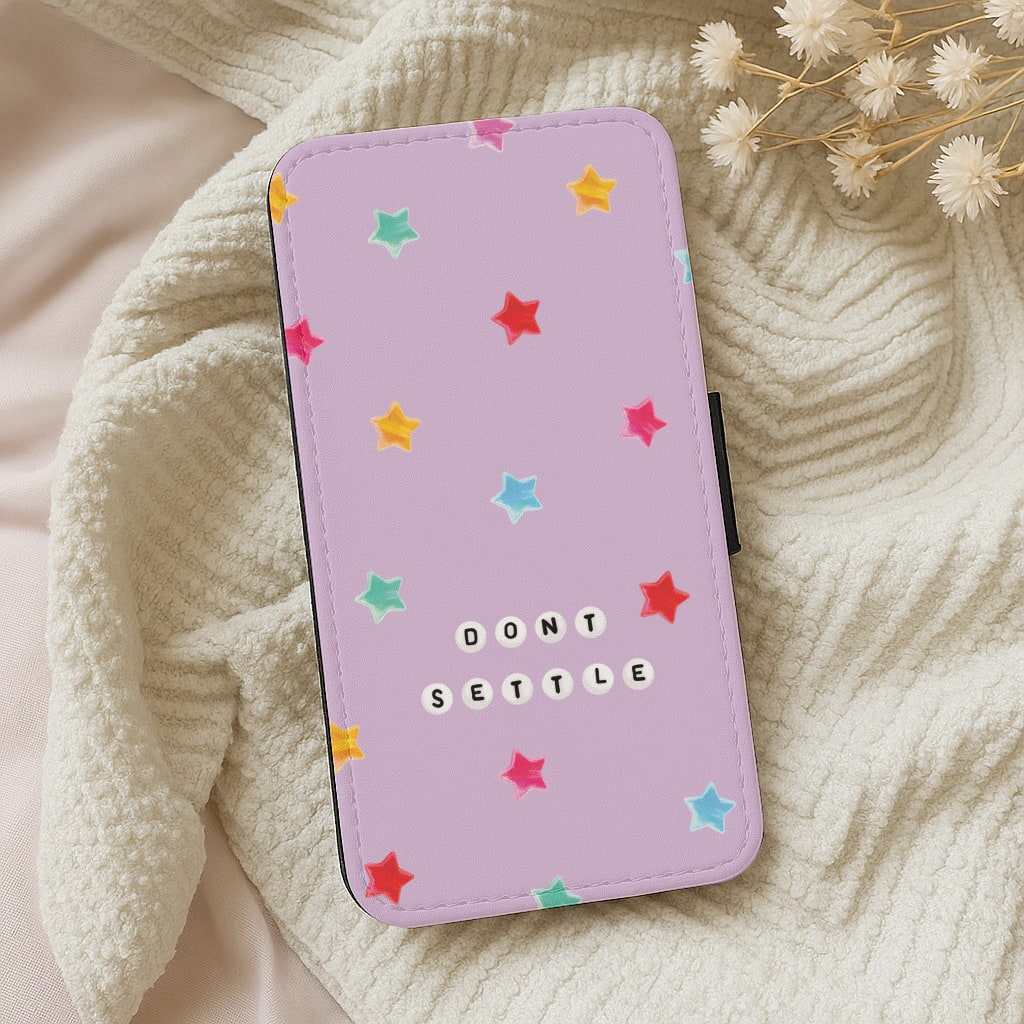 Don't Settle Star Gems Pattern Wallet Phone Case