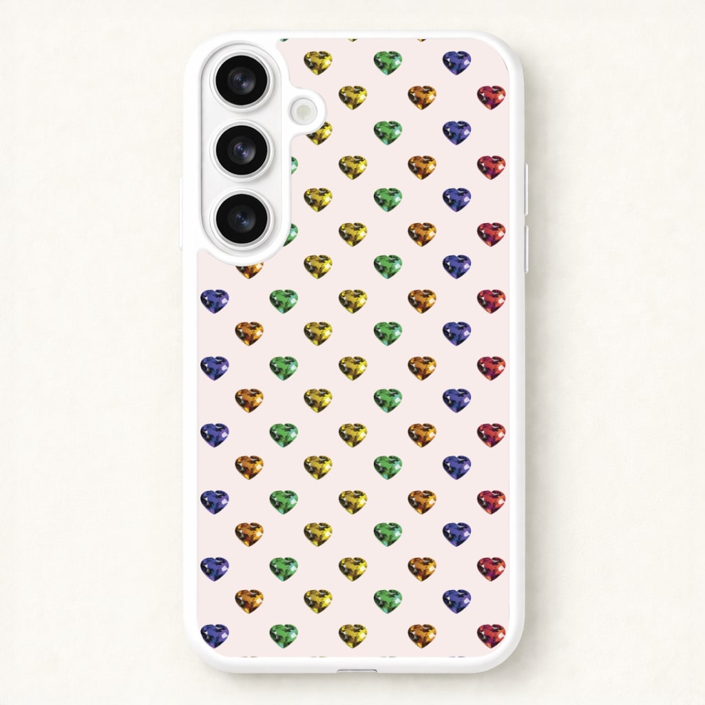 Rainbow Gem Hearts Pattern Phone Case for Galaxy S26 Plus