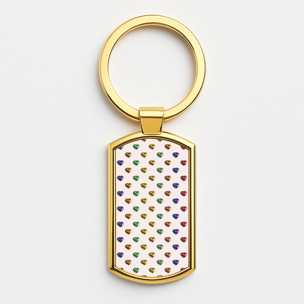 Rainbow Gem Hearts Pattern Luxury Keyring