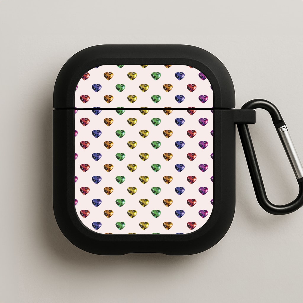 Rainbow Gem Hearts Pattern AirPods Case