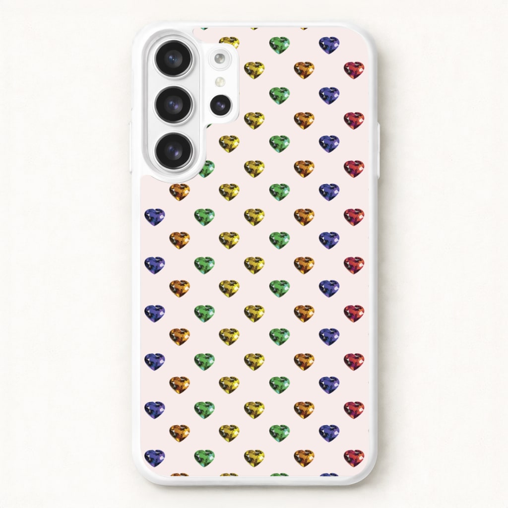 Rainbow Gem Hearts Pattern Phone Case for Galaxy S26 Ultra