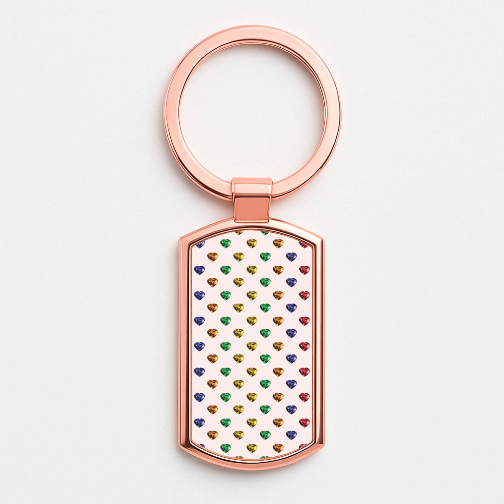 Rainbow Gem Hearts Pattern Luxury Keyring