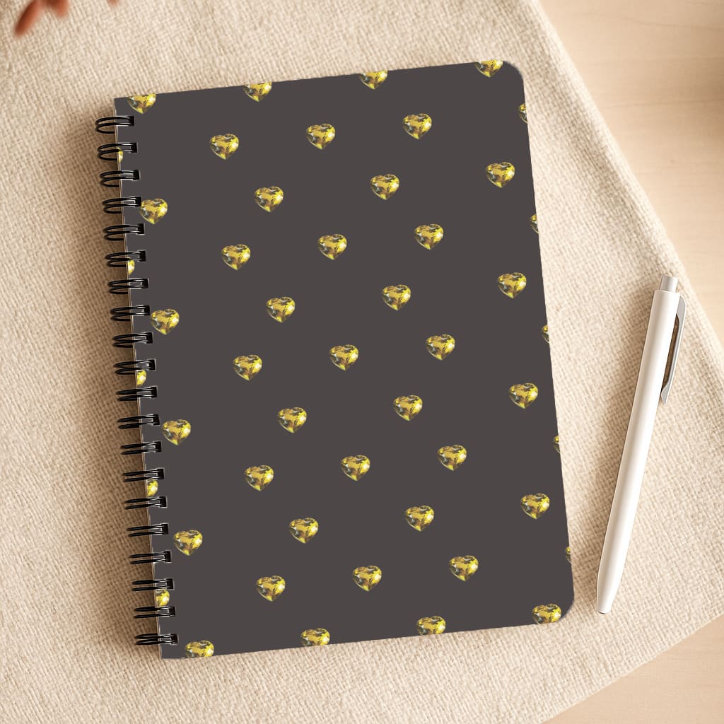 Gold Gem Hearts Pattern Notepad