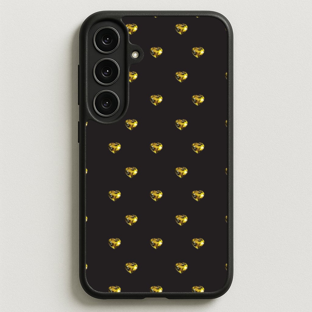 Gold Gem Hearts Pattern Phone Case for Galaxy S25FE