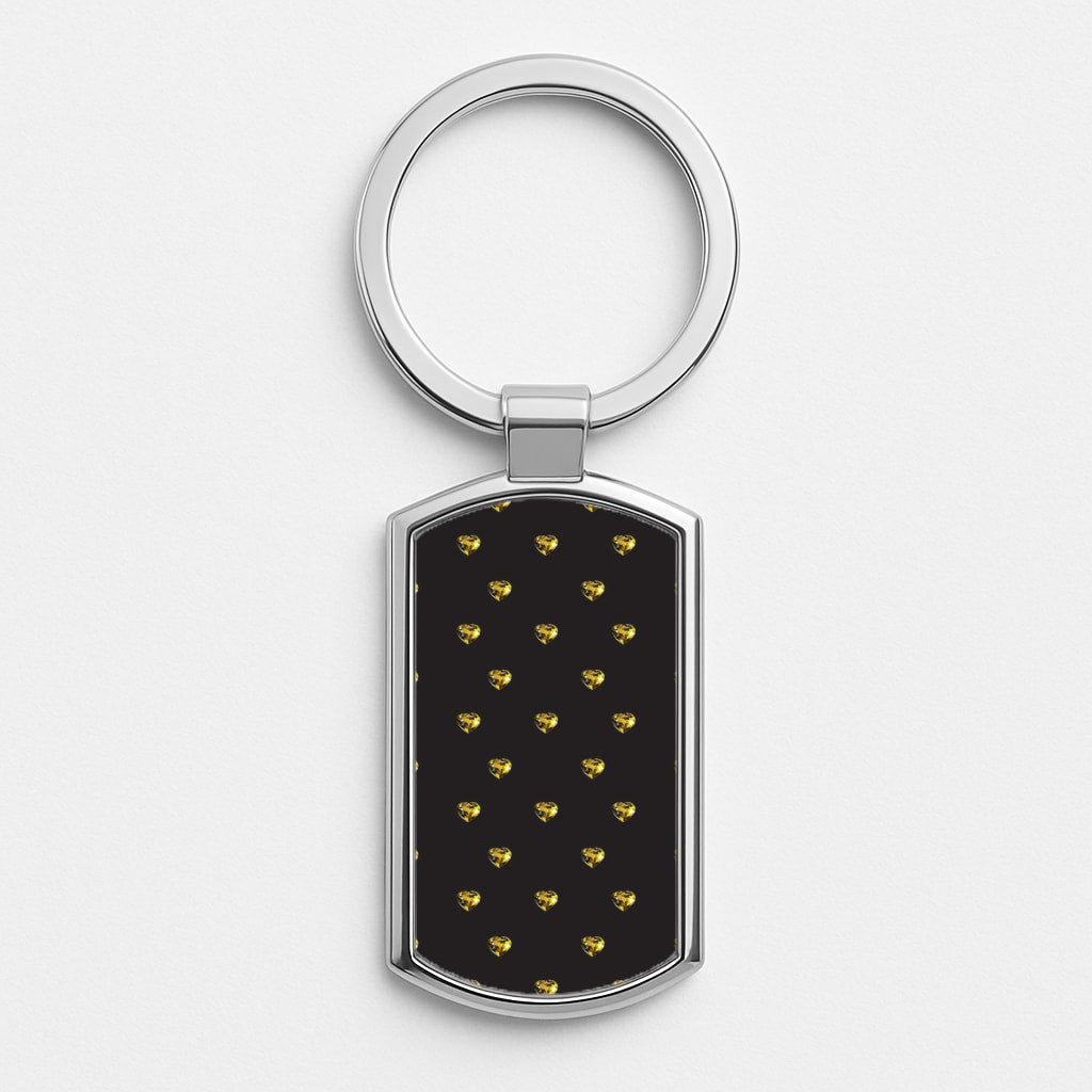Gold Gem Hearts Pattern Silver Keyring