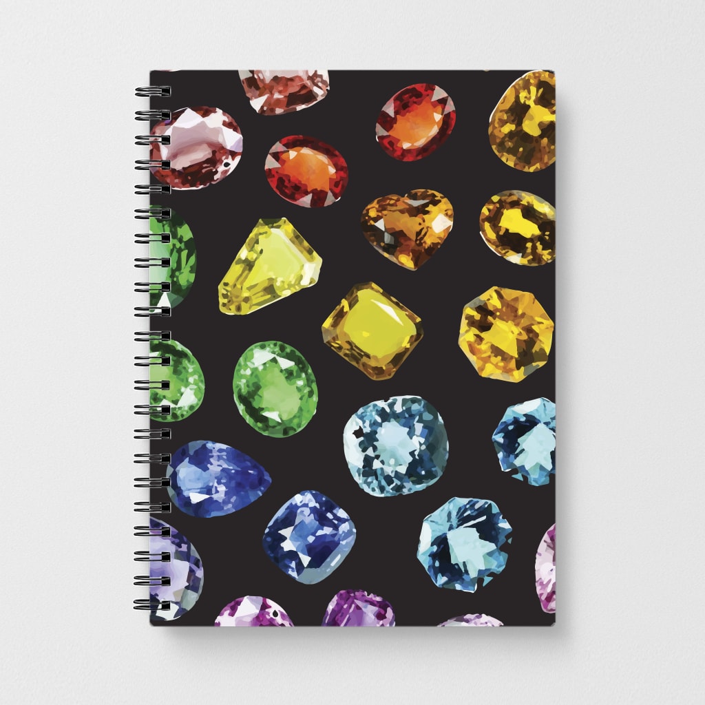 Rainbow Gems Assortment Pattern Notebook