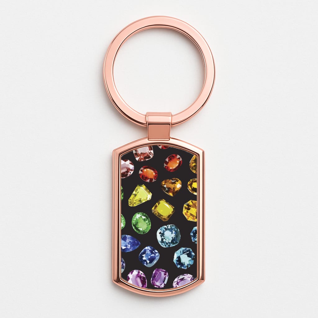 Rainbow Gems Assortment Pattern Luxury Keyring