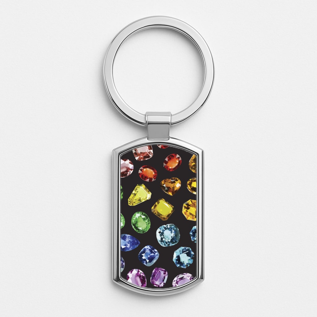 Rainbow Gems Assortment Pattern Luxury Keyring
