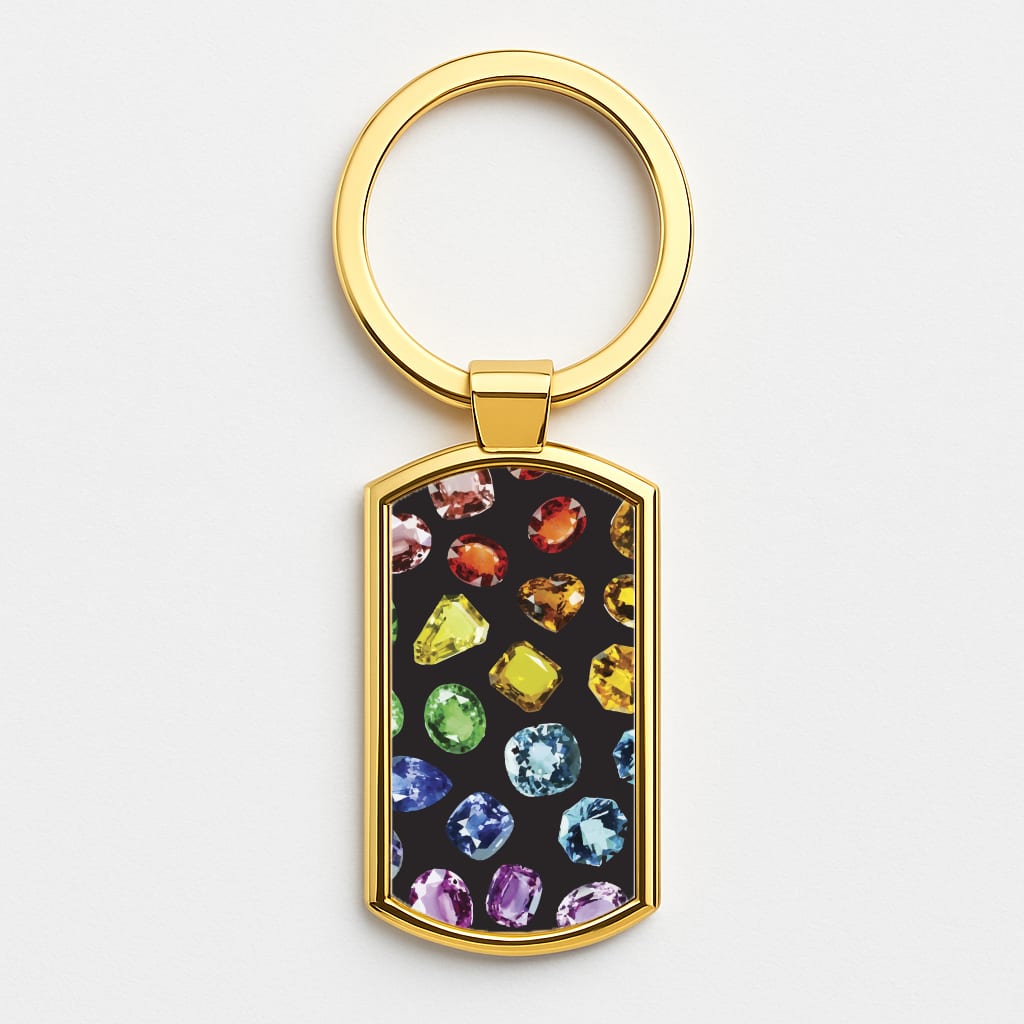 Rainbow Gems Assortment Pattern Luxury Keyring