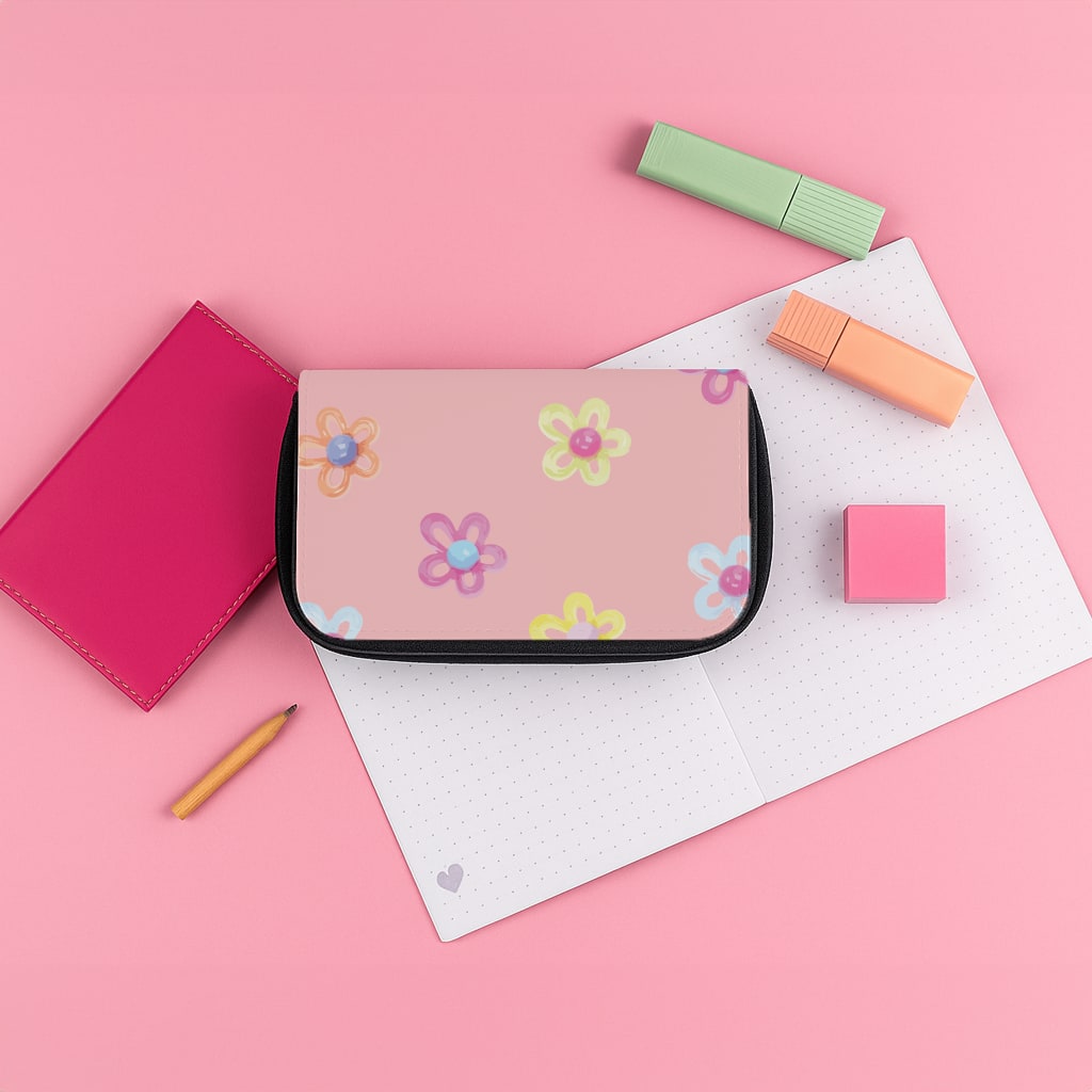 Flower Gems Pattern Pencil Case