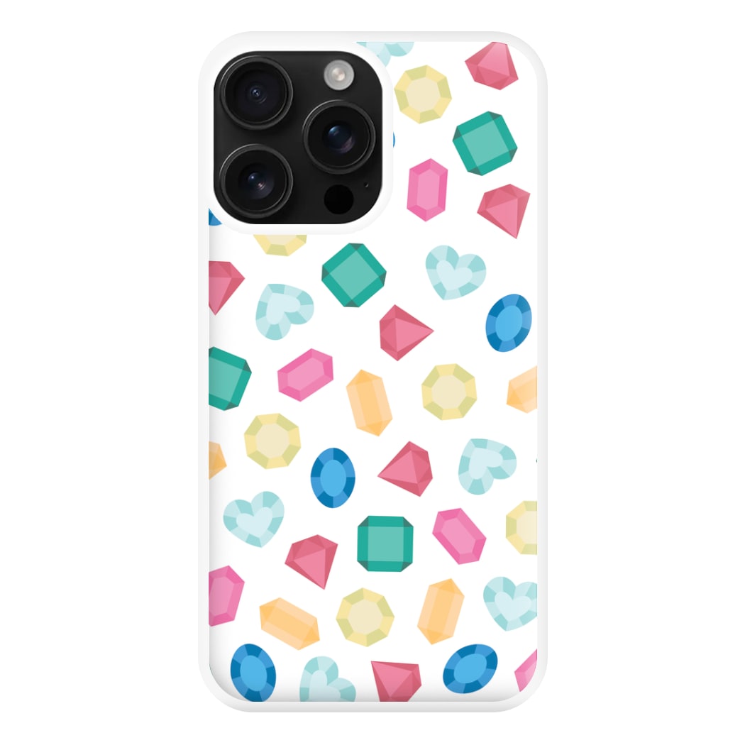 Cartoon Multicoloured Gems Pattern Phone Case for iPhone 16 Pro Max