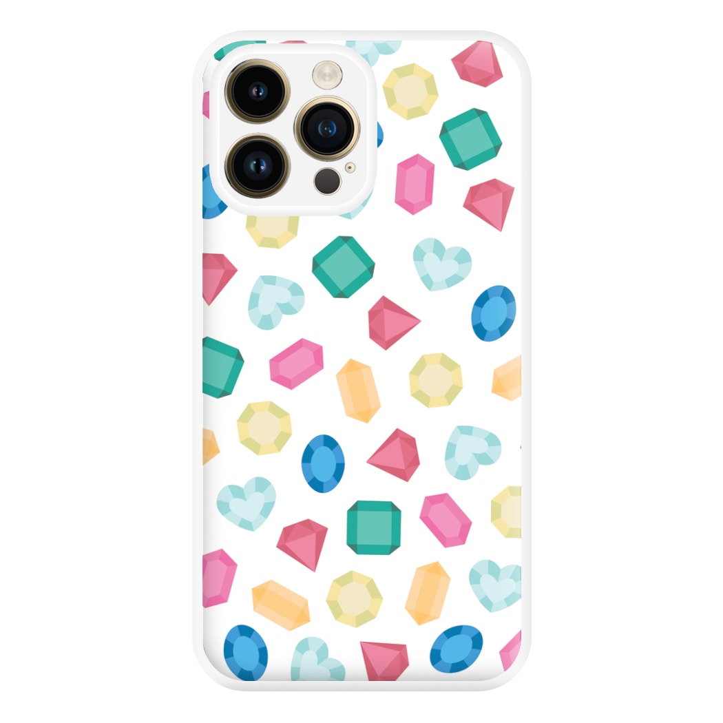 Cartoon Multicoloured Gems Pattern Phone Case for iPhone 14 Pro Max