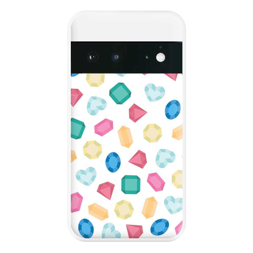 Cartoon Multicoloured Gems Pattern Phone Case for Google Pixel 6a
