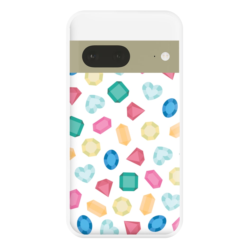 Cartoon Multicoloured Gems Pattern Phone Case for Google Pixel 7a