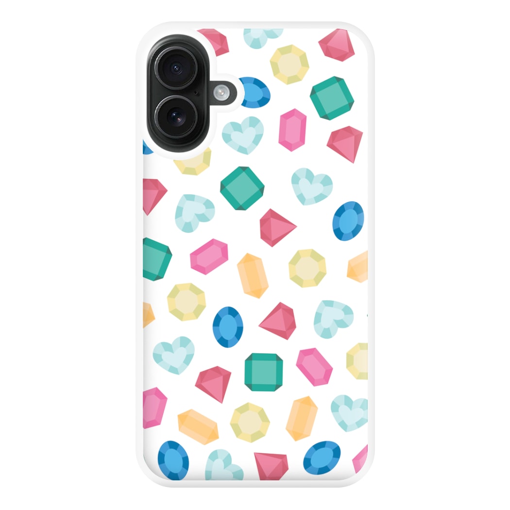 Cartoon Multicoloured Gems Pattern Phone Case for iPhone 16 Plus