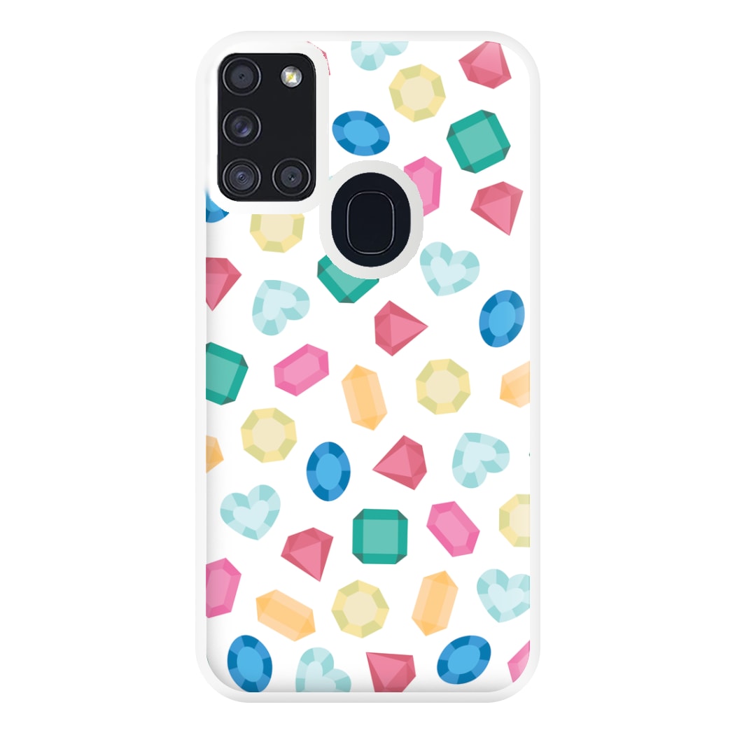 Cartoon Multicoloured Gems Pattern Phone Case for Galaxy A21s