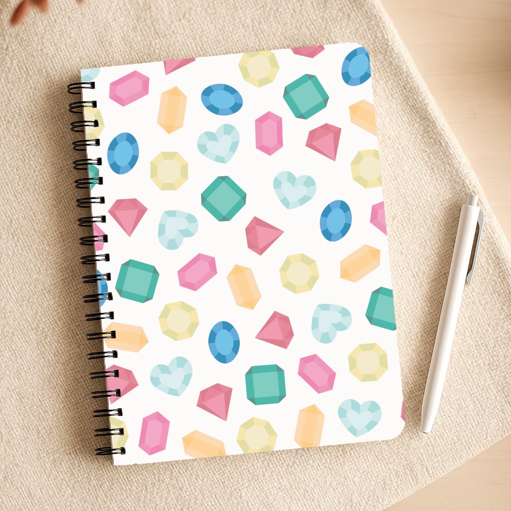 Cartoon Multicoloured Gems Pattern Notepad