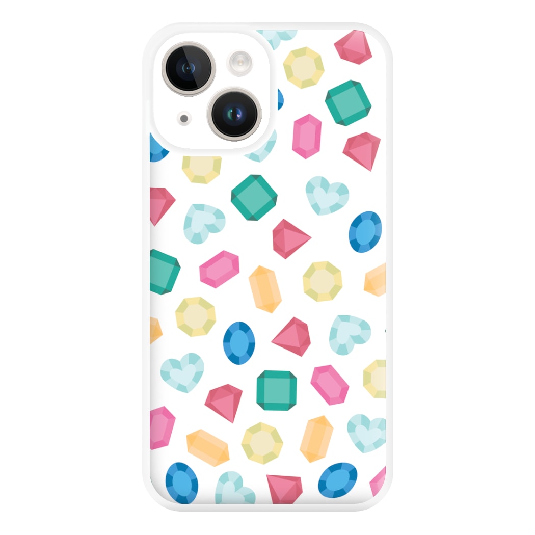 Cartoon Multicoloured Gems Pattern Phone Case for iPhone 14