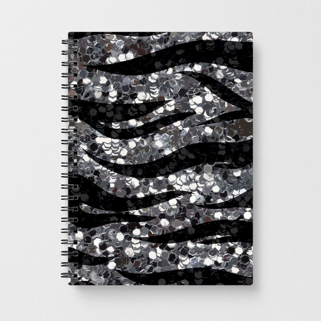 Silver Sequin Tiger Pattern Notebook