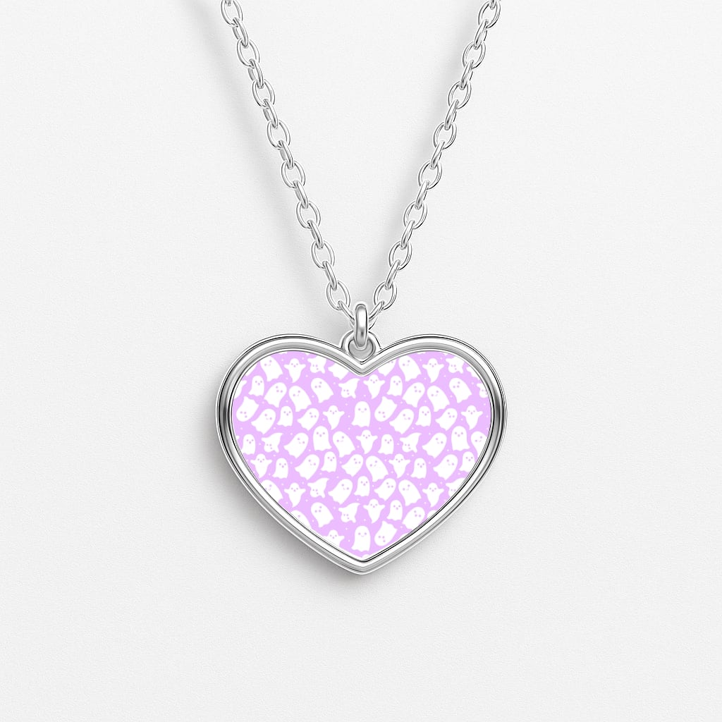 Ghost Pattern Heart Necklace