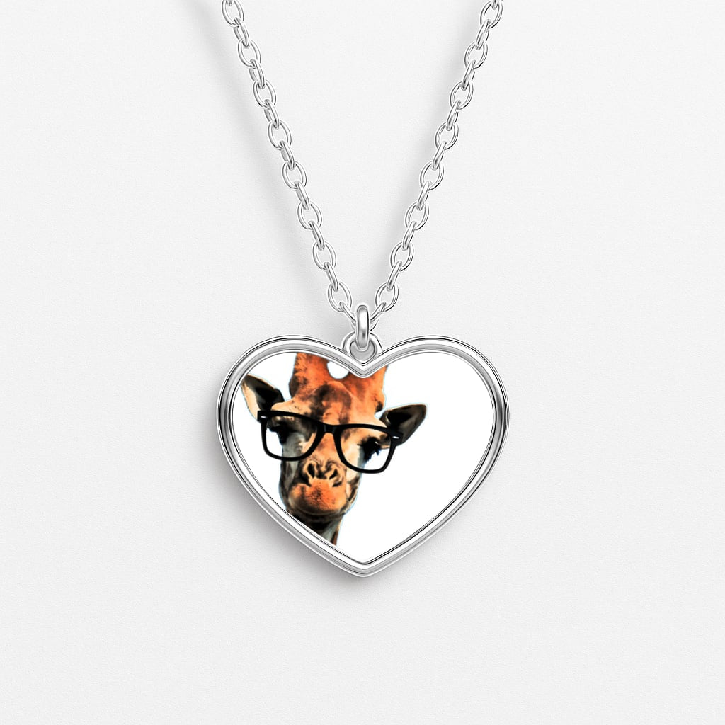 Hipster Giraffe Tumblr Heart Necklace