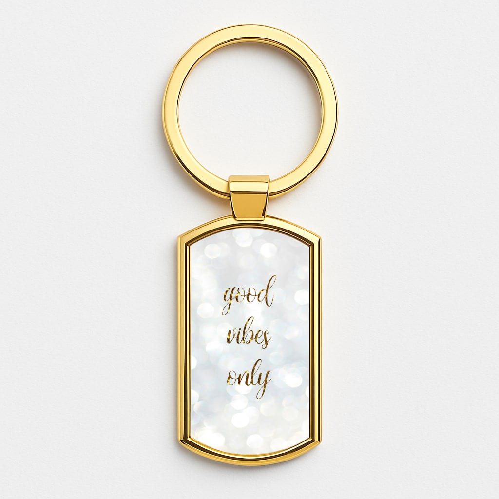 Good Vibes Only - Glittery Gold Keyring