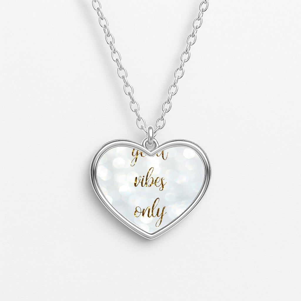 Good Vibes Only - Glittery Heart Necklace