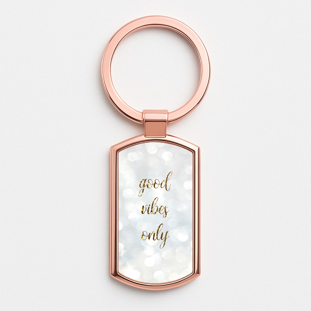 Good Vibes Only - Glittery Rose Gold Keyring