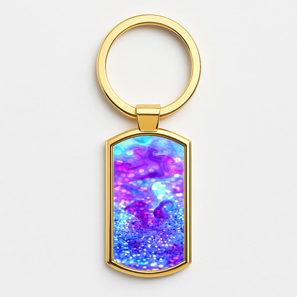 Glitter Swirl, Tumblr Stlye Gold Keyring