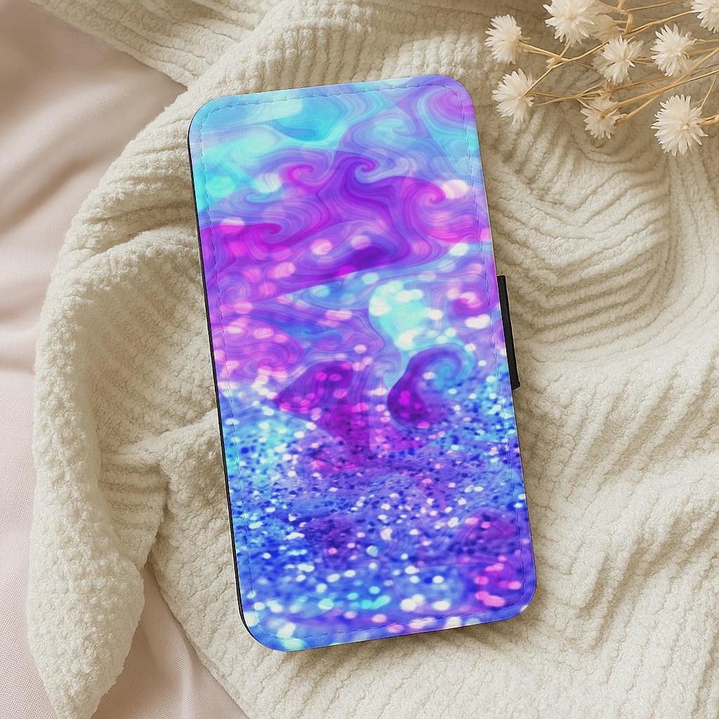 Glitter Swirl, Tumblr Stlye Wallet Phone Case