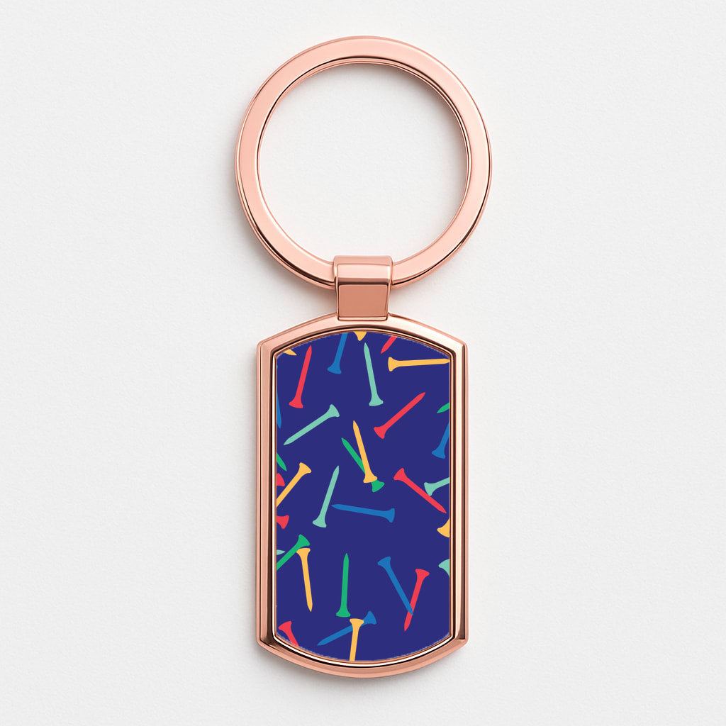 Golf Tees Pattern Rose Gold Keyring