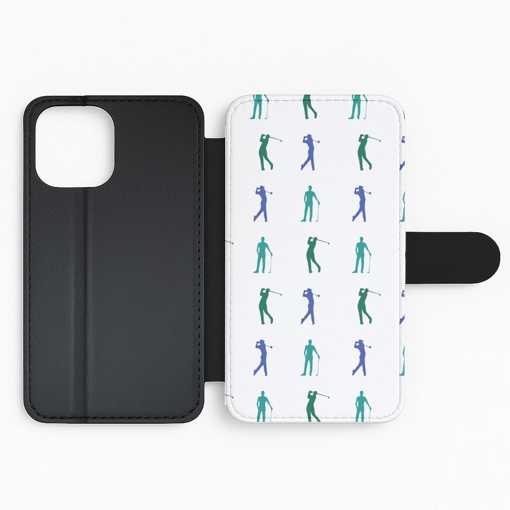 Golfer Silhouettes Pattern Flip Phone Case