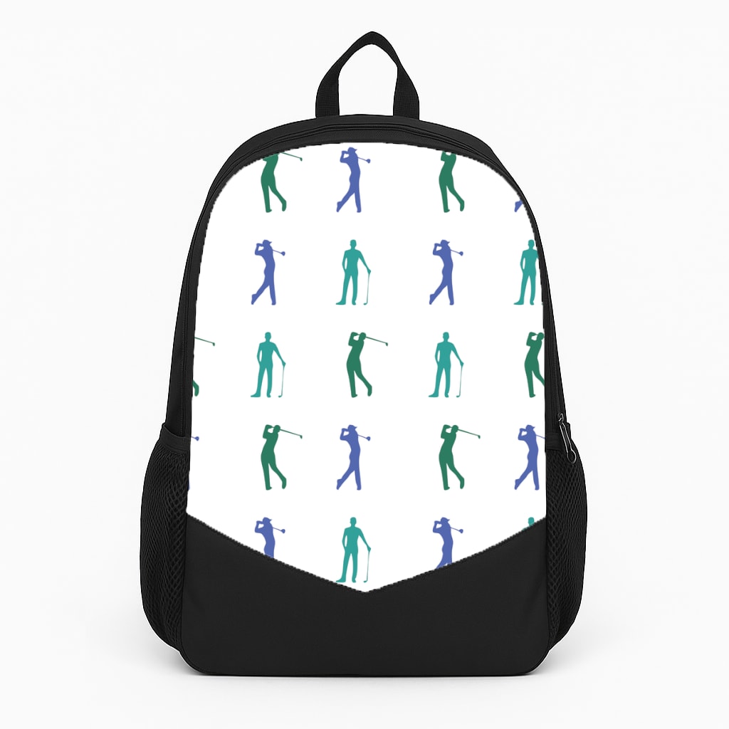 Golfer Silhouettes Pattern Large Backpack